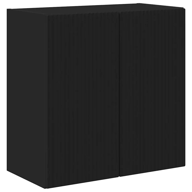 Meuble TV mural rectangulaire style contemporain pratique rangement 59,5 x 31 x 60 cm en bois noir 02_0055022