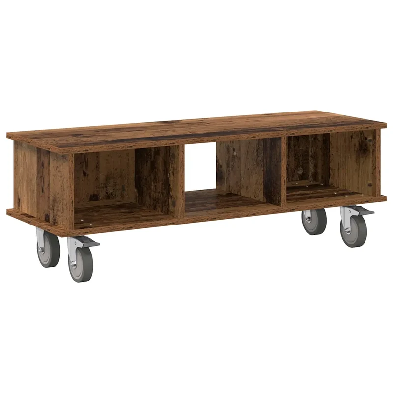 Meuble TV rectangulaire avec espace de rangement moderne 100 x 35 x 35 cm en bois d'ingénierie bois ancien 02_0054737