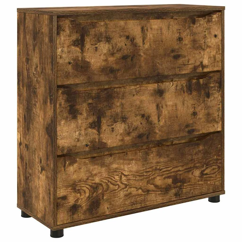 Armoire de rangement rectangulaire design minimaliste salon chambre 80 x 31 x 81 cm en bois d'ingénierie chêne fumé 02_0054626