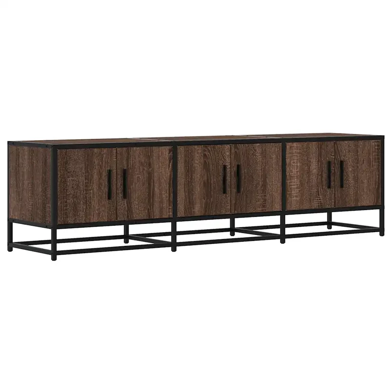 Meuble TV industriel avec grand espace de rangement 150 x 35 x 41 cm en bois d'ingénierie marron 02_0049614