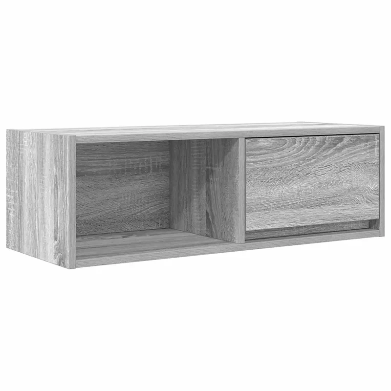 Meuble TV mural sonoma gris 80 x 31 x 25,5 cm large espace de rangement design épuré en bois d'ingénierie gris 02_0051653