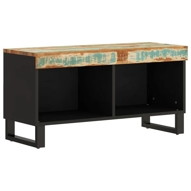 Meuble TV industriel avec rangement spacieux 85 x 33 x 43,5 cm en bois massif de récupération marron 02_0047148