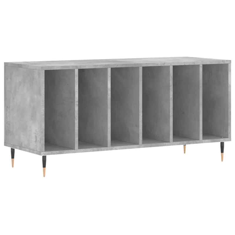 Armoire à disques classique avec grand espace de rangement 100 x 38 x 48 cm en bois d'ingénierie gris béton 02_0049143