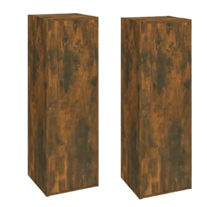 Lot de 2 meubles TV suspendus modernes espace de rangement 30,5 x 30 x 90 cm en bois d'ingénierie chêne fumé 02_0048242