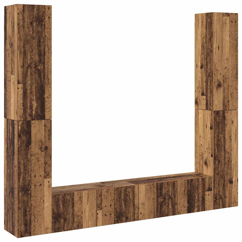 Lot de 6 meubles TV muraux modernes 80 x 30 x 30 cm espace de rangement pratique en bois d'ingénierie vieux bois 02_0055877