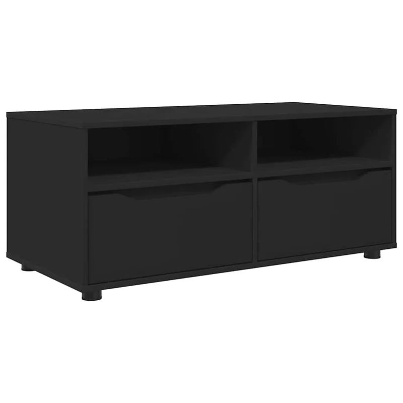 Meuble TV rectangulaire moderne avec tiroir et étagères 100 x 48 x 43 cm en bois d'ingénierie noir 02_0054662