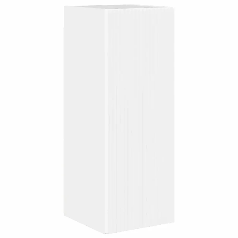 Meuble TV mural moderne 30 x 31 x 80 cm rangement pratique style minimaliste en bois d'ingénierie blanc brillant 02_0054975