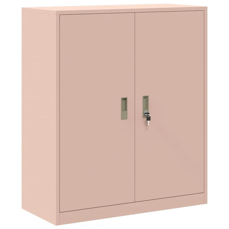 Armoire de rangement moderne avec portes verrouillables 90 x 40 x 105 cm en acier laminé à froid rose 02_0054822