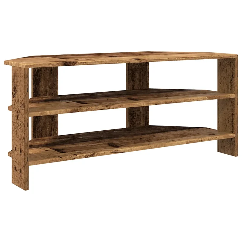 Meuble TV d'angle moderne avec rangement spacieux 102 x 40 x 45 cm en bois d'ingénierie bois ancien 02_0054678