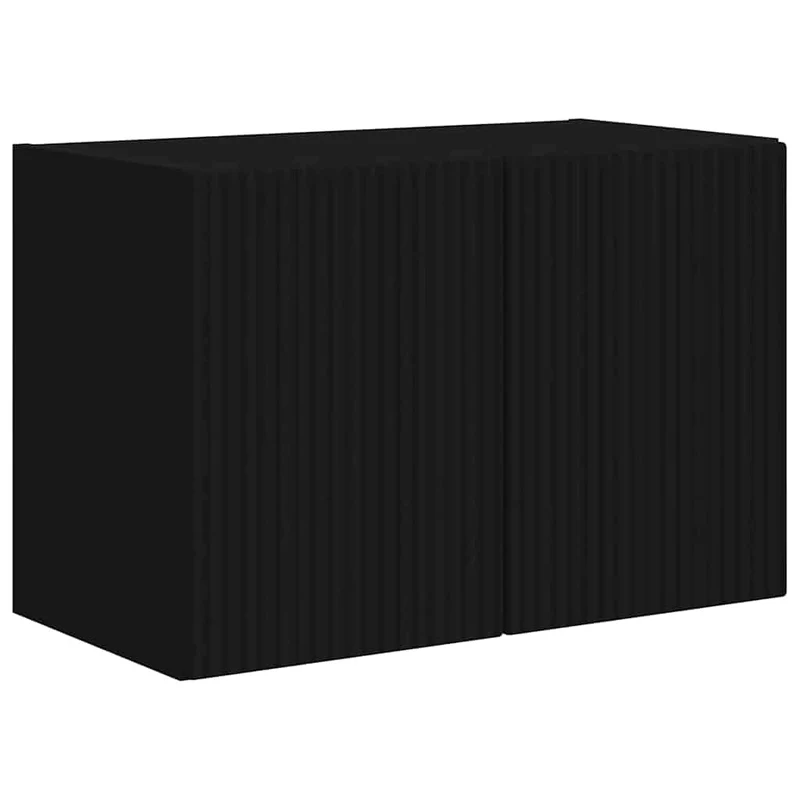 Meuble TV mural rectangulaire moderne avec portes pivotantes 59,5 x 31 x 40 cm en bois d'ingénierie noir 02_0055005