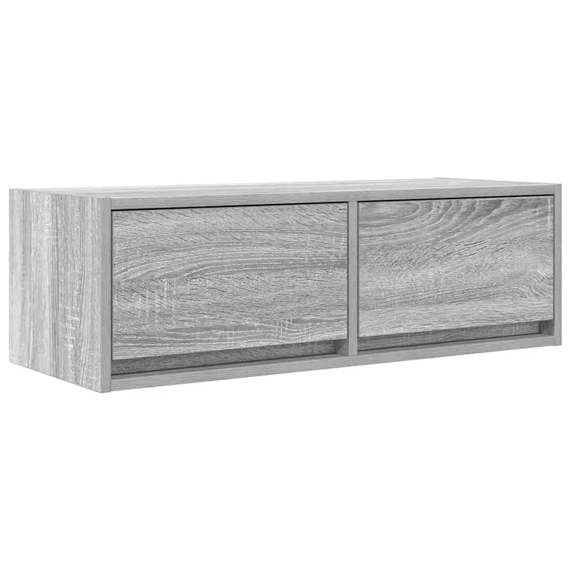 Meuble TV mural pratique espace de vie 80 x 31 x 25 cm design peu encombrant en bois d'ingénierie gris 02_0051697