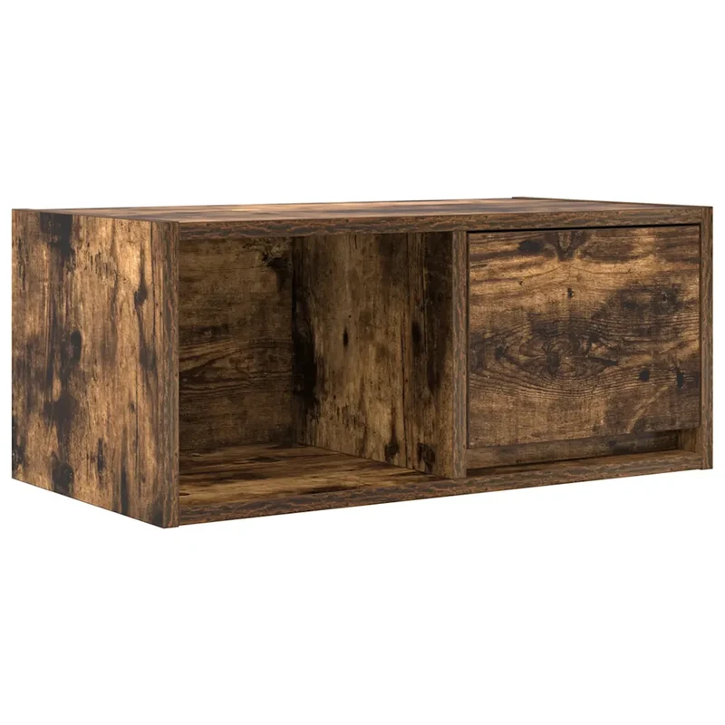 Meuble TV murale espace de vie 60 x 31 x 25 cm rangement optimal design moderne en bois d'ingénierie chêne fumé 02_0051634