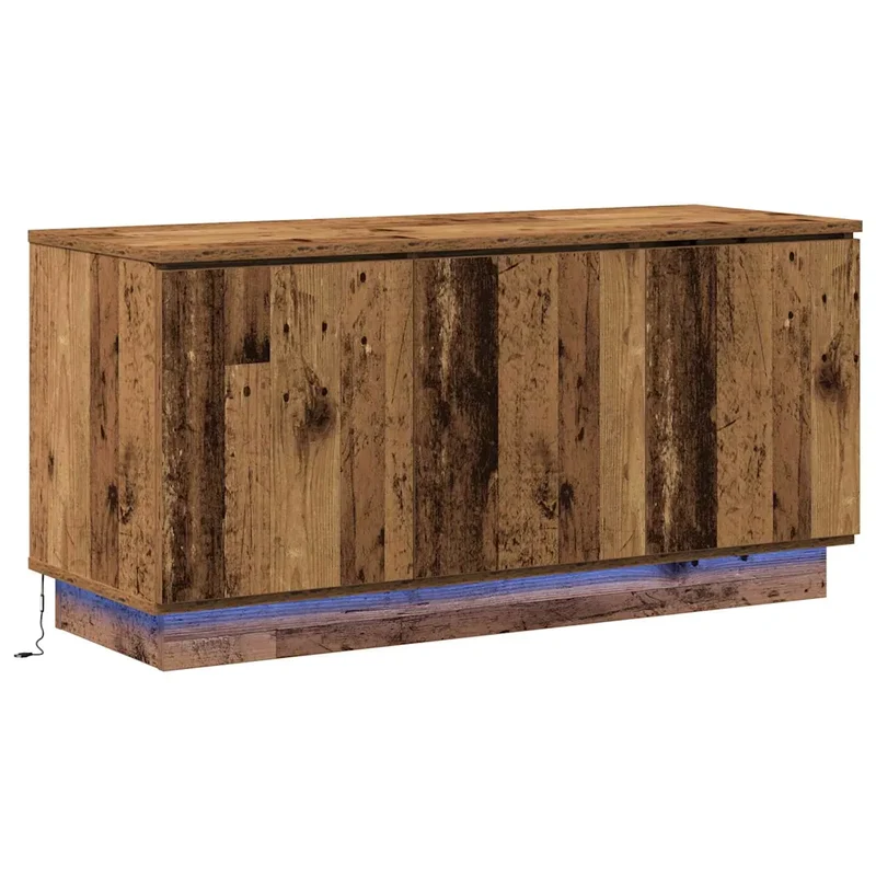 Meuble TV rectangulaire moderne avec éclairages LED rangement 100 x 38 x 49 cm en bois ancien 02_0052206