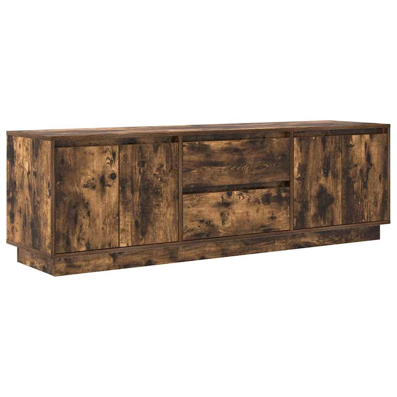 Meuble TV avec lumières LED rangement pratique 160,5 x 41 x 50 cm en bois d'ingénierie chêne fumé 02_0055834