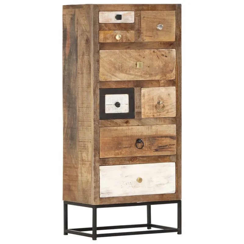 Armoire à tiroirs 45 x 30 x 105 cm avec 8 tiroirs style industriel ambiance unique en bois de récupération marron 02_0046474