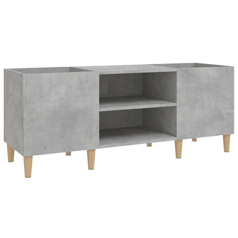 Armoire à disques classique avec grand espace de rangement 121 x 38 x 48 cm en bois d'ingénierie gris béton 02_0049191