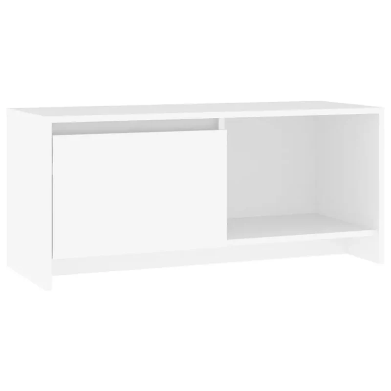 Meuble TV moderne avec rangement 90 x 35 x 40 cm en bois d'ingénierie blanc 02_0047982