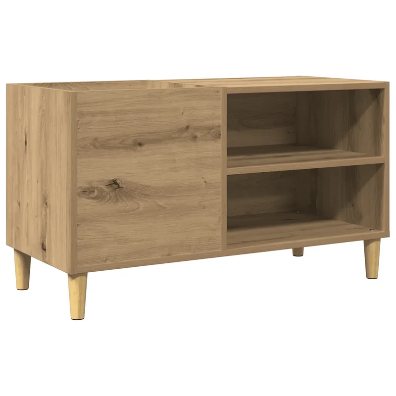 Armoire à disques pratique classique 84 x 38 x 48 cm superficie lisse ambiance cosy en bois chêne artisanal 02_0051061