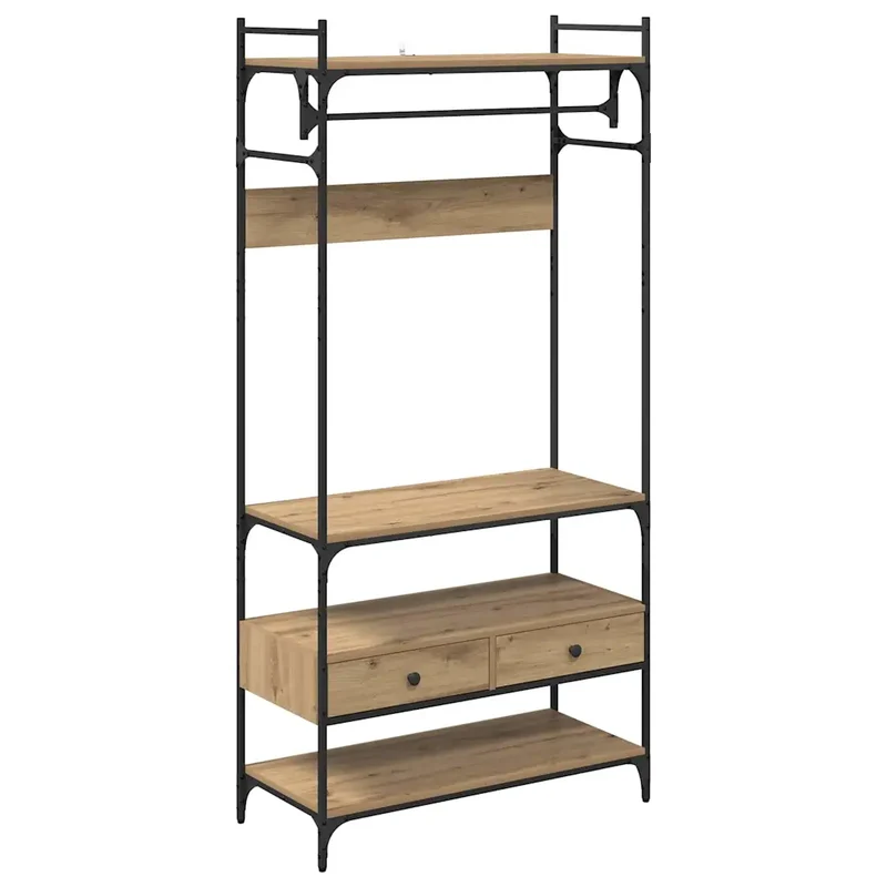 Armoire industrielle avec grand espace de rangement 89 x 39 x 184 cm en bois d'ingénierie chêne artisanal 02_0052878
