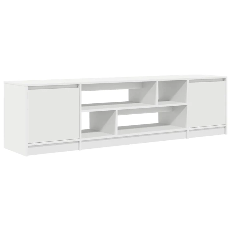 Meuble TV contemporain avec grand espace de rangement salon 188,5 x 41 x 50 cm en bois d'ingénierie blanc 02_0055826