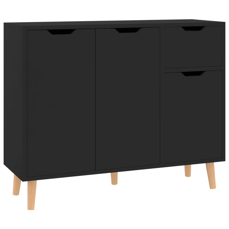 Buffet bahut commode armoire meuble de rangement organisateur cuisine salle de séjour salon 90 x 30 x 72 cm bois d'ingénierie noir 02_0036146