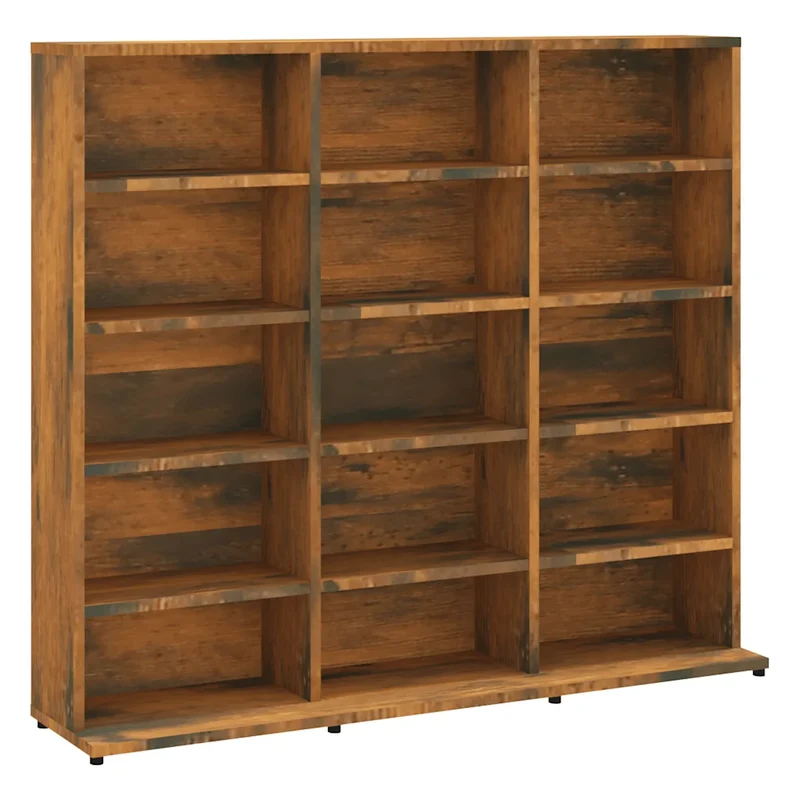 Armoire à CD multifonctionnelle chêne fumé 100 x 23 x 89 cm espace de rangement élégant design contemporain en bois d'ingénierie 02_0048170