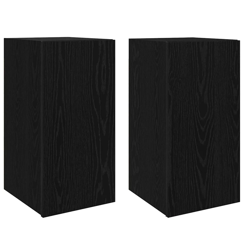 Lot de 2 meubles TV muraux modernes gain de place 30,5 x 30 x 60 cm en bois d'ingénierie chêne noir 02_0052448