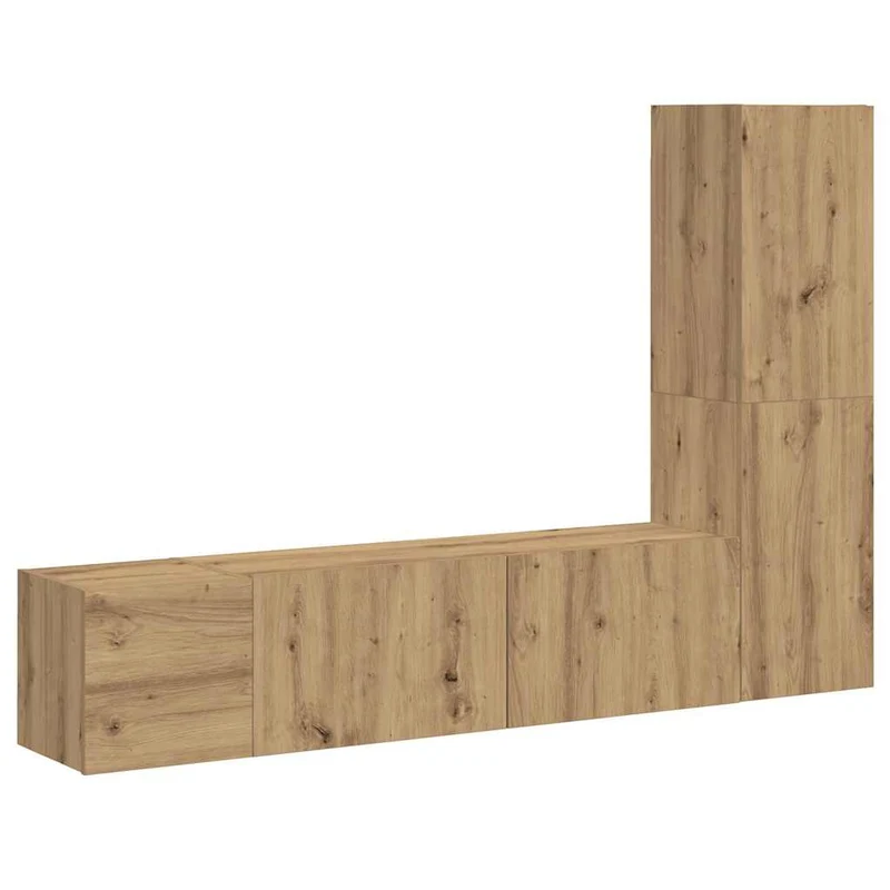 Lot de 3 meubles TV muraux design moderne rangement pratique 30,5 x 100 x 110 cm en bois d'ingénierie chêne artisanal 02_0055863