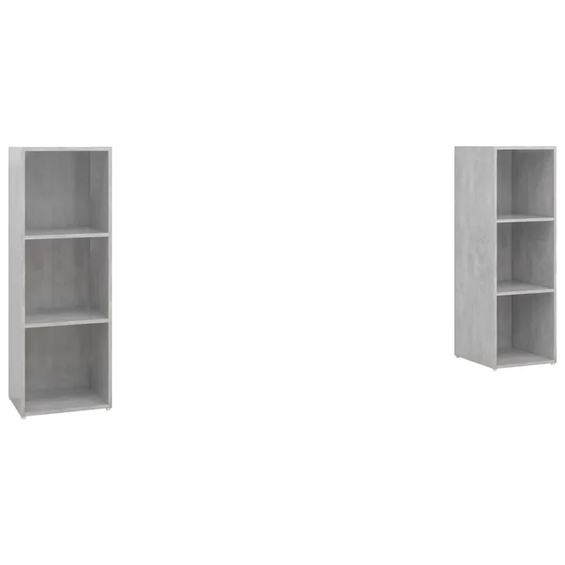Lot de 2 meubles TV modernes 107 x 35 x 37 cm avec rangement pratique ambiance cosy en bois gris béton 02_0055126