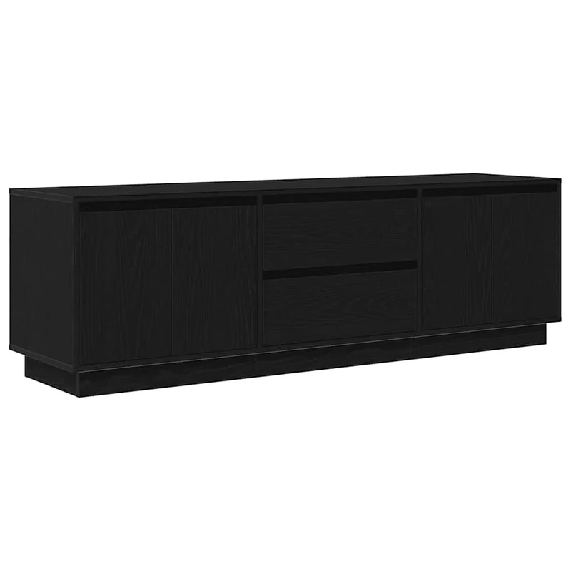 Meuble TV avec éclairage LED rangement 160,5 x 41 x 50 cm style moderne ambiance agréable en bois d'ingénierie noir 02_0055831