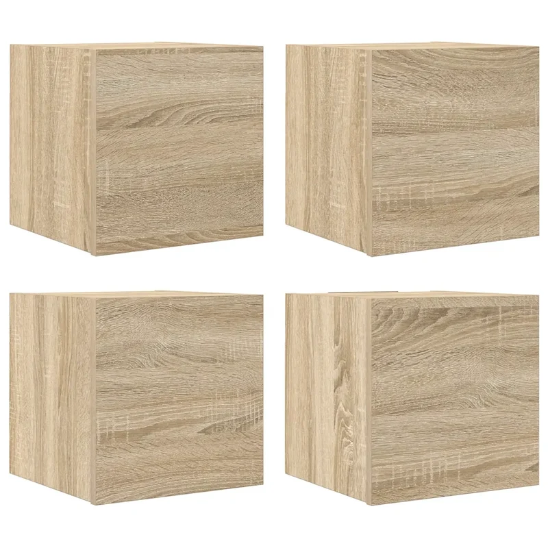 Lot de 4 meubles TV muraux pratiques tendance 30,5 x 30 x 30 cm en bois d'ingénierie chêne sonoma 02_0047791