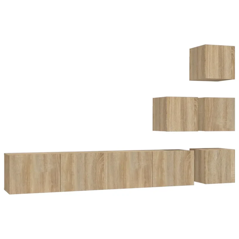 Lot de 4 meubles TV muraux rangement décoratif moderne 80 x 30 x 30 cm en bois d'ingénierie chêne sonoma 02_0055204