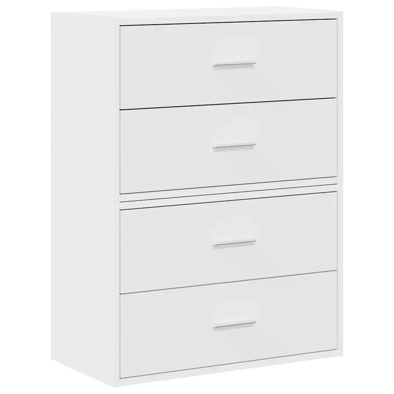 Lot de 2 armoires de rangement empilables avec 2 tiroirs 60 x 31 x 40 cm en bois d'ingénierie blanc 02_0051189