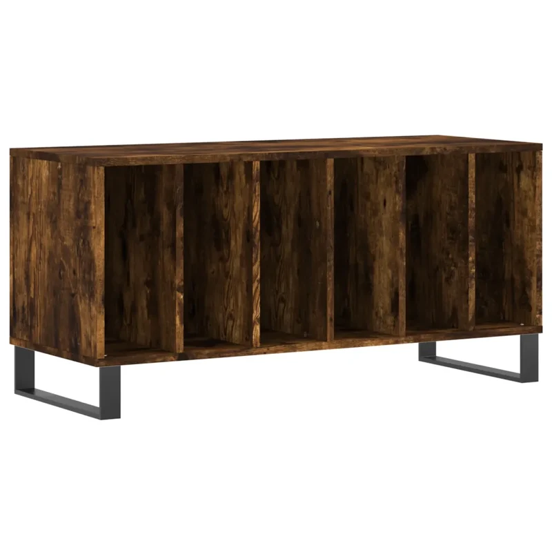 Armoire à disques pratique avec grand rangement 100 x 38 x 48 cm style industriel en bois chêne fumé 02_0049157