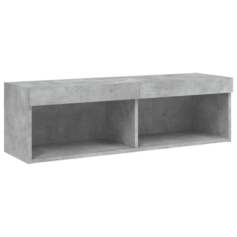 Meuble TV mural avec lumières LED design contemporain rangement 100 x 30 x 30 cm en bois d'ingénierie gris béton 02_0049387