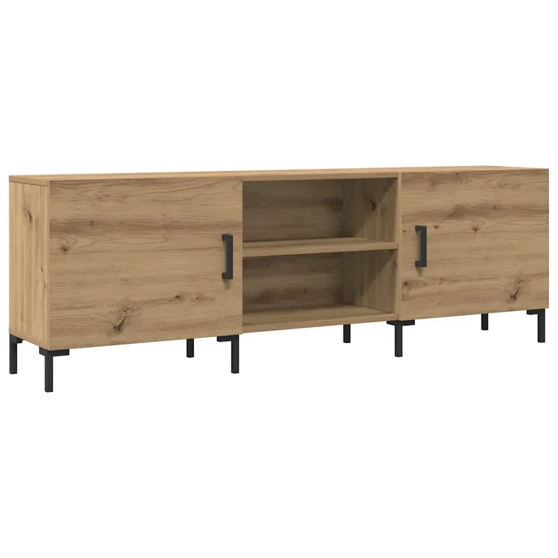 Meuble TV design moderne avec rangement 150 x 30 x 50 cm en bois d'ingénierie chêne artisanal 02_0051149