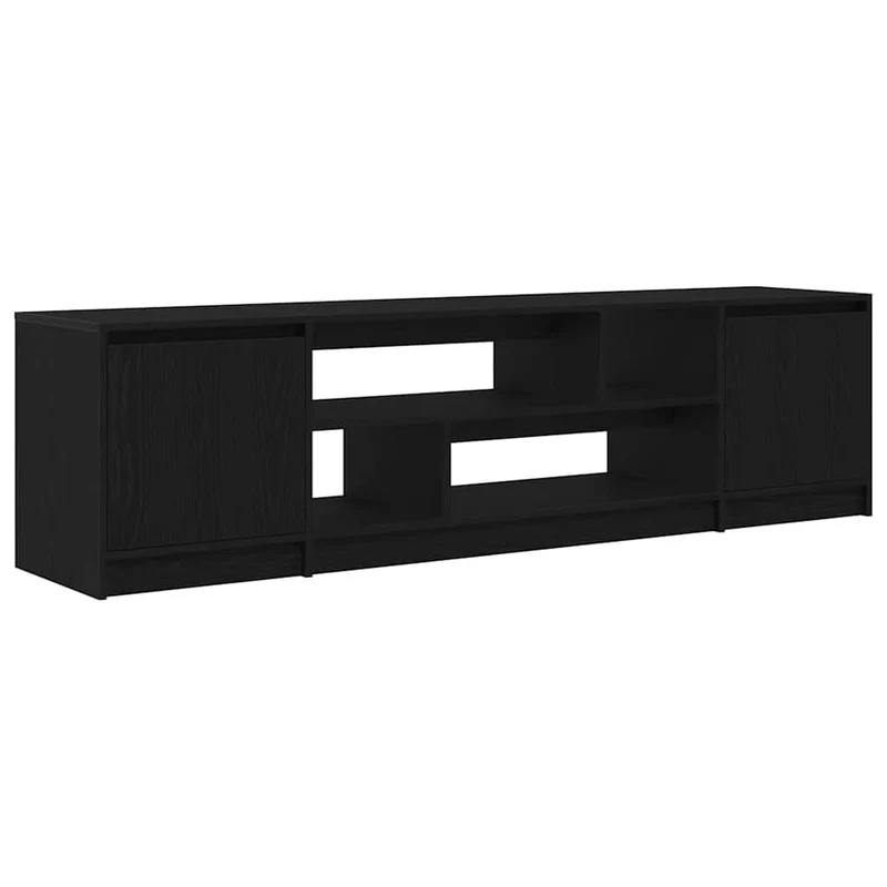 Meuble TV grand espace de rangement 188,5 x 41 x 50 cm design contemporain salon en bois d'ingénierie noir 02_0055827