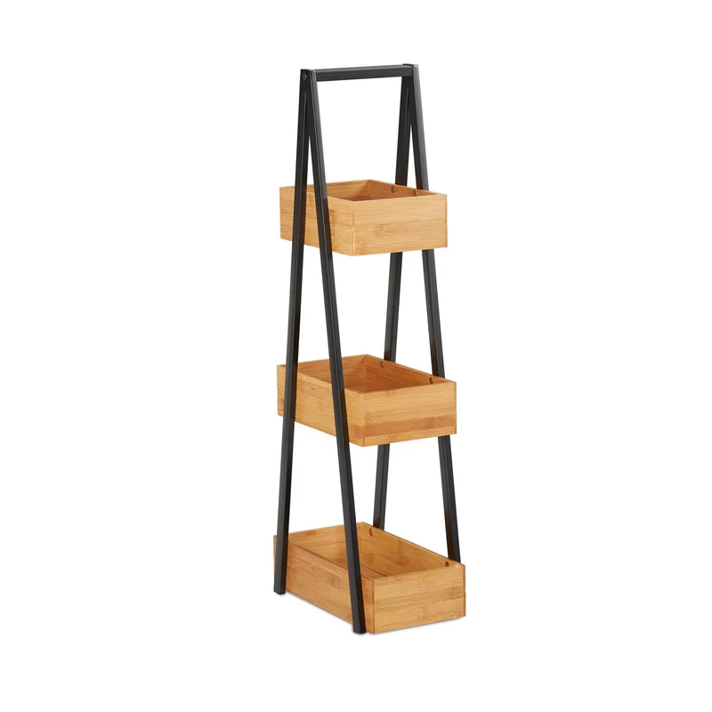 Etagère en échelle moderne 3 étages design épuré cuisine salle de bain 140 x 40 x 30 cm en bambou naturel 13_0004699