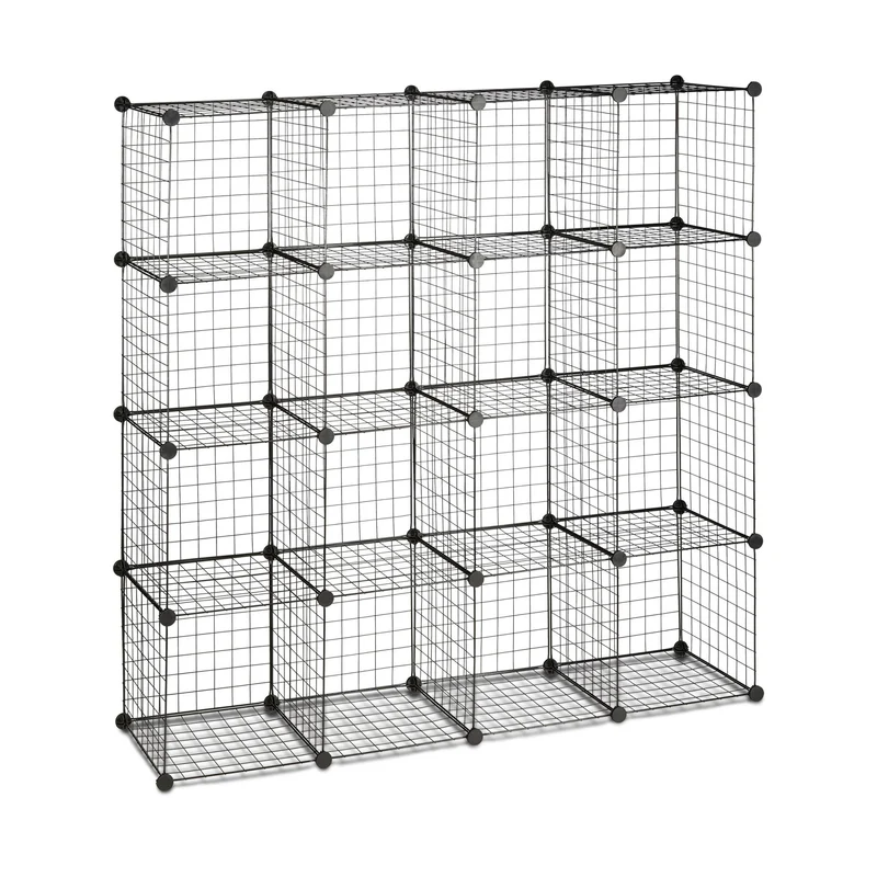Étagère modulable en métal 126,5 x 126,5 x 31,5 cm pour livres et rangement style industriel en noir 13_0005465