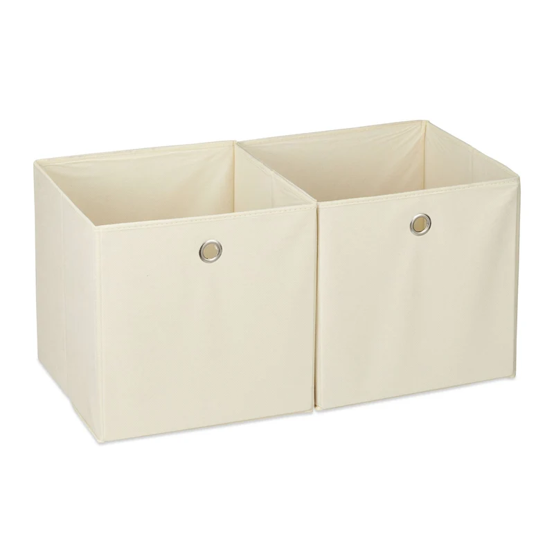 Lot de 2 boîtes de rangement pliables pratiques 30 x 30 x 30 cm en polyester gris 13_0006428