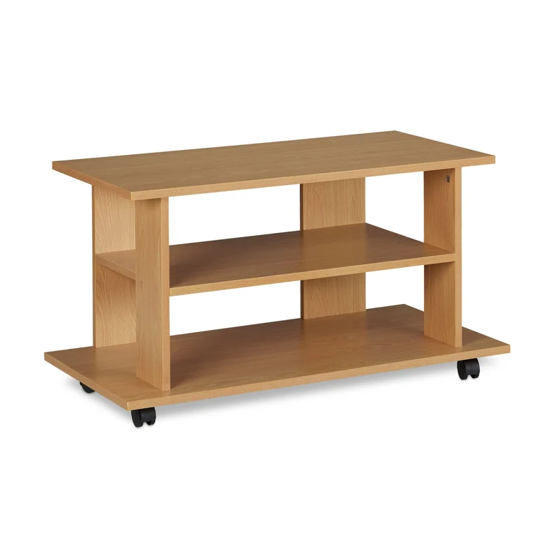 Meuble TV sur roulettes pratique rangement 80 x 40 x 45 cm design moderne en particules de bois blanc 13_0006335