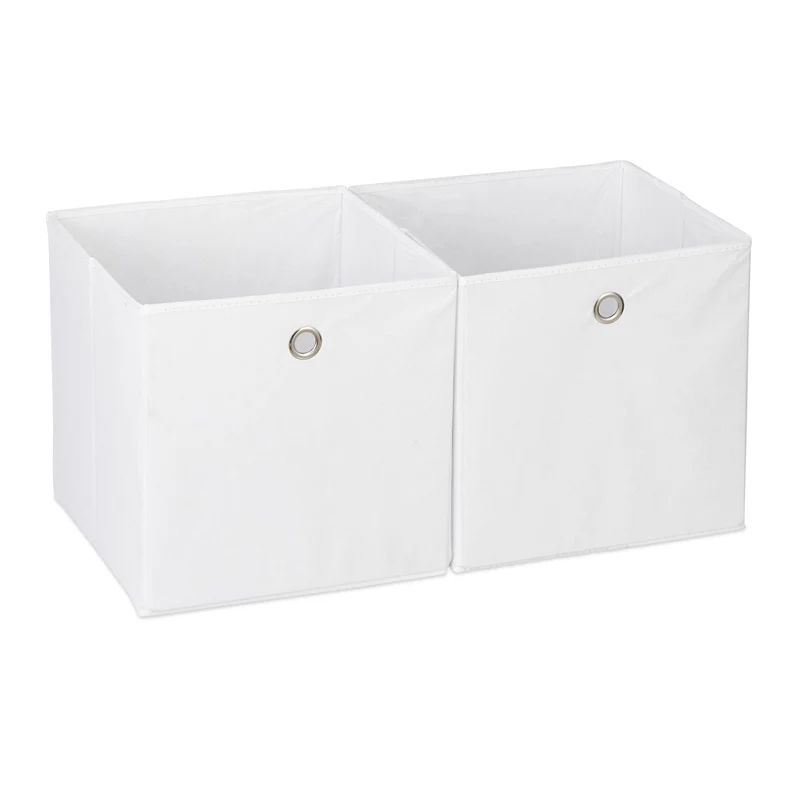 Lot de 2 boîtes de rangement pliables pratiques 30 x 30 x 30 cm en tissu gris 13_0006425