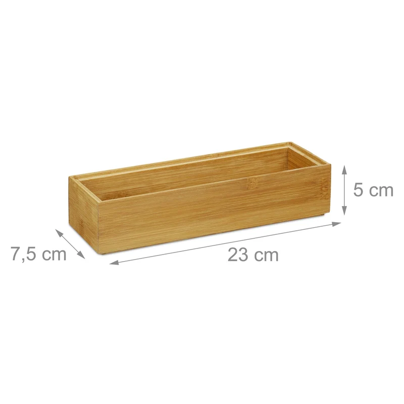 Boîte de rangement empilable flexible 7 x 30 x 15 cm en bambou naturel 13_0006244