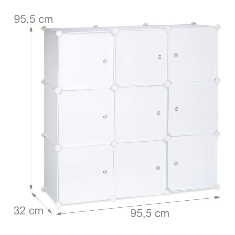 Étagère de rangement modulable pratique 95,5 x 95,5 x 32 cm en plastique blanc 13_0006758