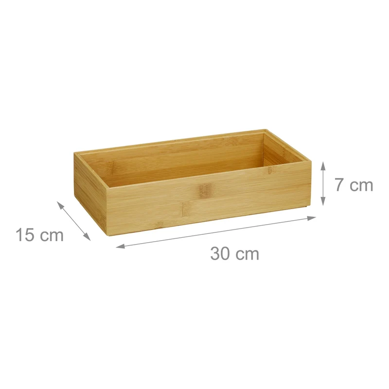 Boîte de rangement empilable 6,5 x 15 x 15 cm pour cosmétiques et bureau style naturel en bambou 13_0006246