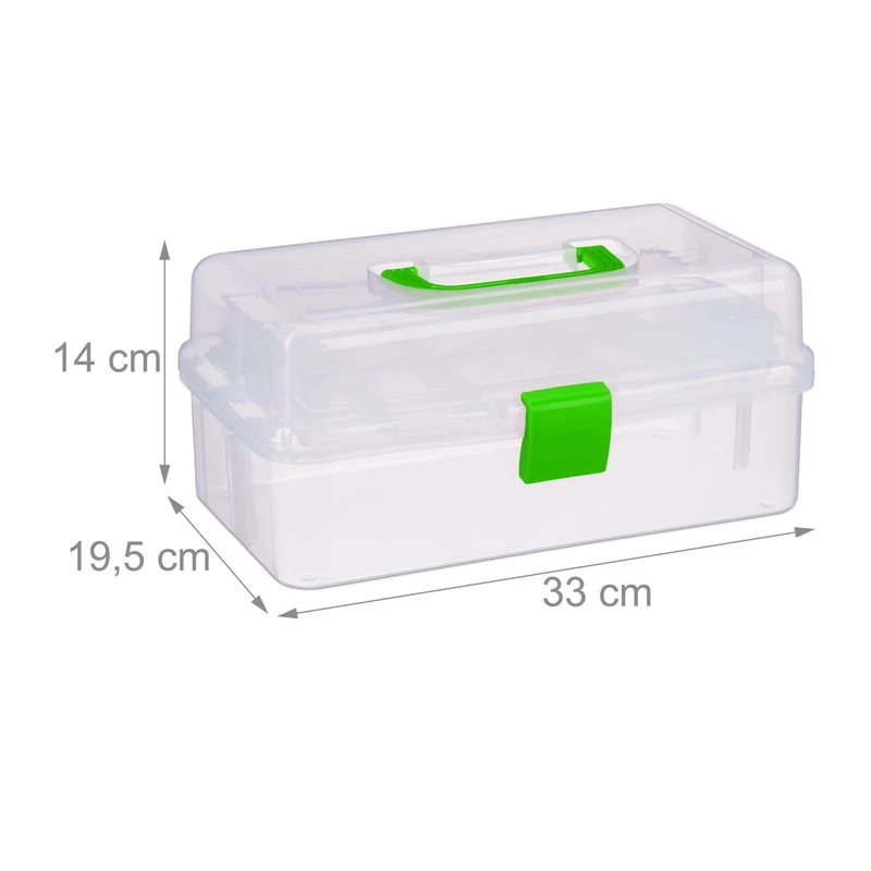 Boîte de rangement pratique transparente 14 x 33 x 19,5 cm avec 9 compartiments design moderne en plastique transparent 13_0006719