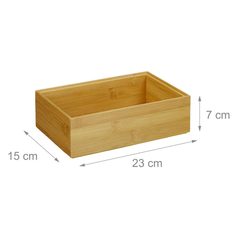Boîte de rangement empilable 6,5 x 15 x 15 cm pour cosmétiques bureau style naturel en bambou marron 13_0006245