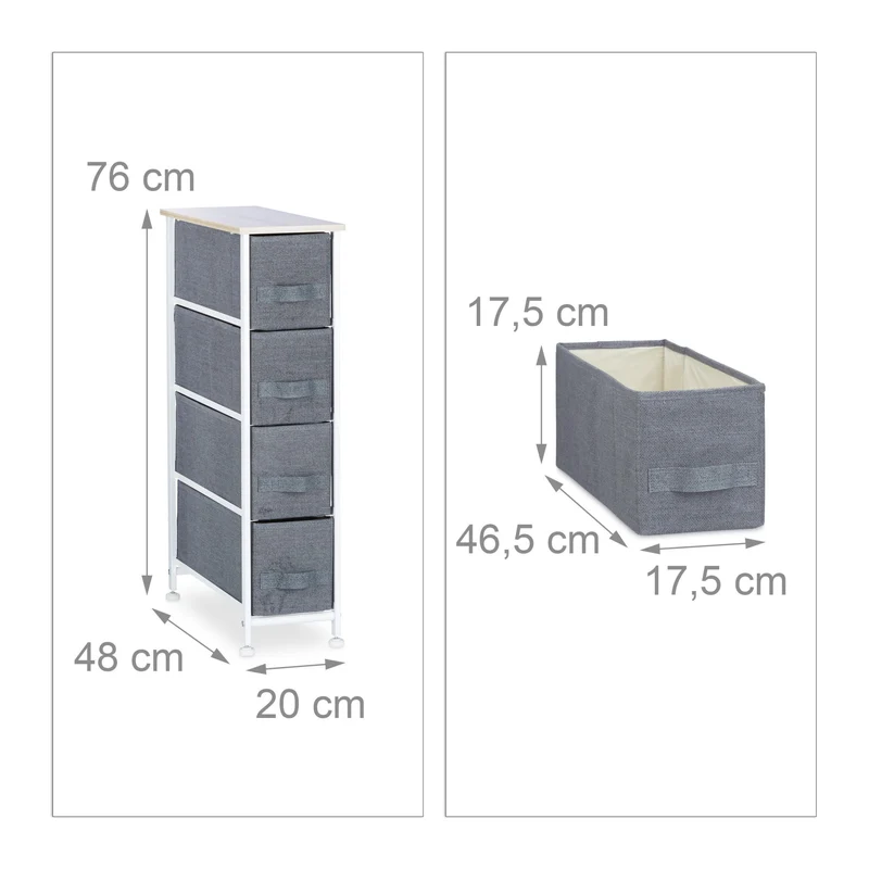 Étagère de rangement moderne avec tiroirs pliables 95 x 45 x 30 cm pratique design épuré en acier blanc 13_0006840