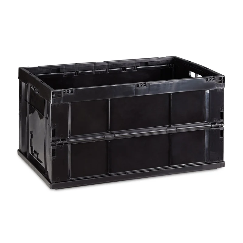 Boîte de transport pliable empilable 31,5 x 58,5 x 40 cm capacité 60 litres ergonomique en polypropylène noir 13_0006028