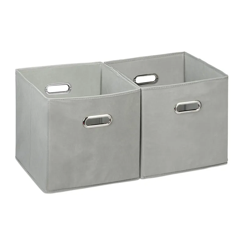 Lot de 2 boîtes de rangement pliables pratiques 30 x 30 x 30 cm en polyester gris 13_0007601